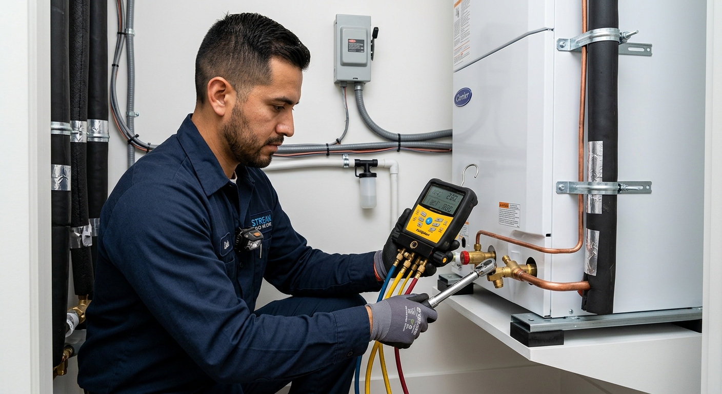 Homeowner observing safe Professional AC Installation process