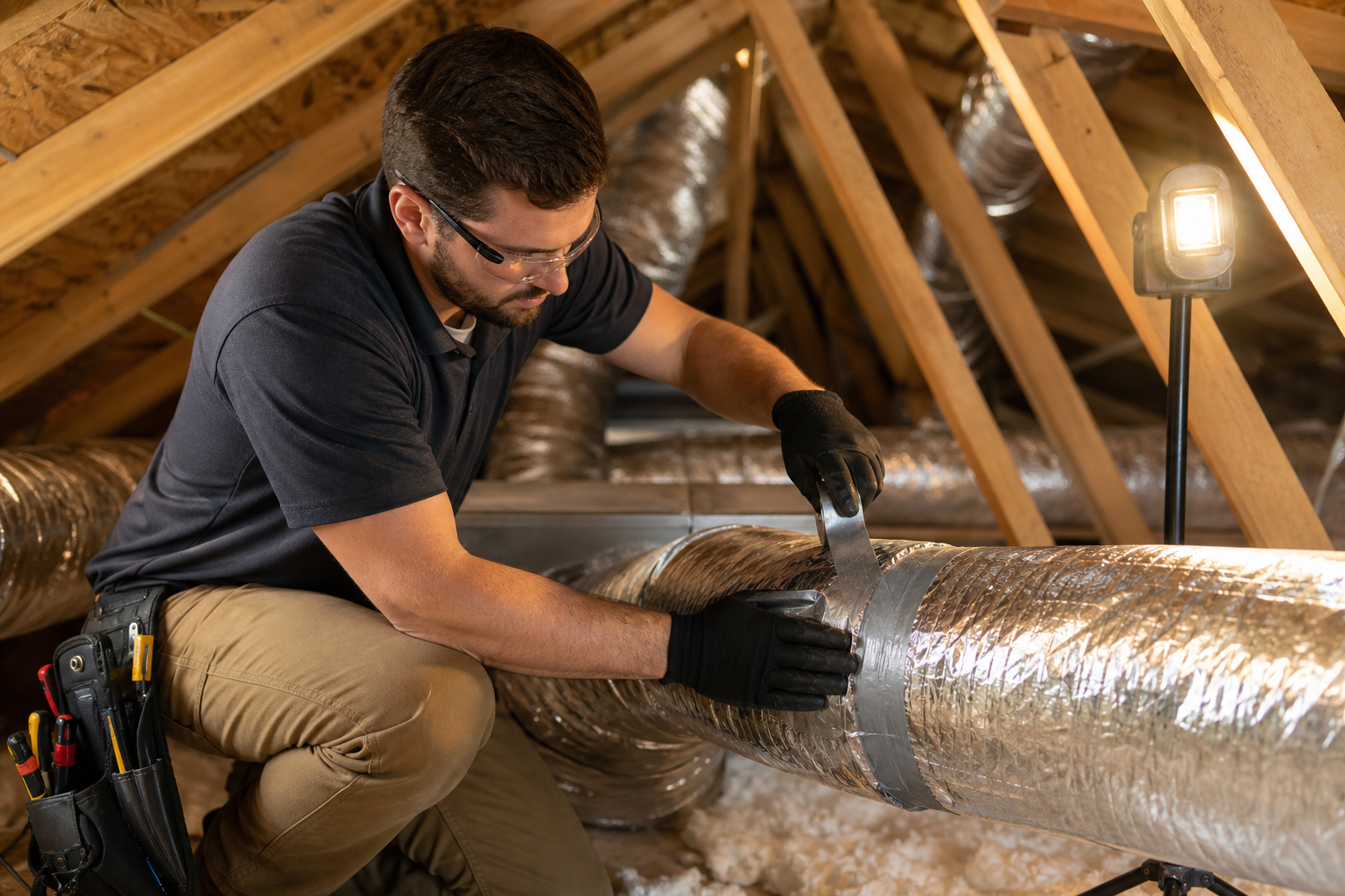 Air Duct Sealing Benefits: 5 Proven Ways to Boost Home... 3 Air Duct Sealing Benefits: Homeowner inspecting sealed ductwork for improved efficiency
