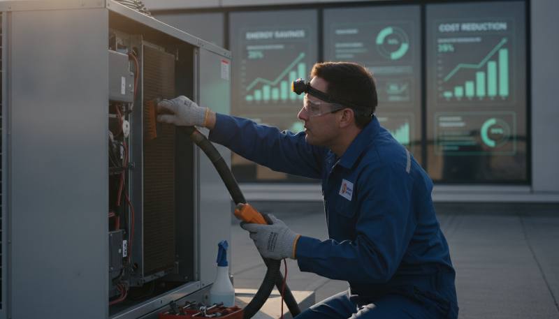 Commercial HVAC Contracts: 7 Ultimate Savings for Your... 4 Commercial HVAC Contracts: Technician performing maintenance on a commercial HVAC system